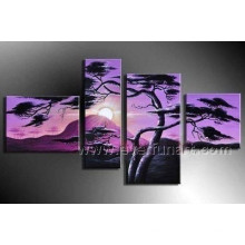 Pure Handmade Home Decoration Canvas Art Landscape Painting Tree Group Oil Painting (LA4-038)